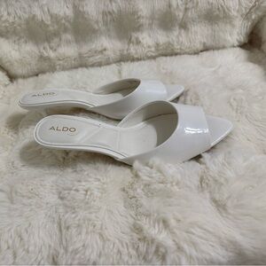 ALDO White Patent Open-Toe Mule Sandals